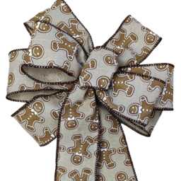 Gingerbread Man Christmas Wreath Bow Holiday Bows Lantern Gift Xmas Decorations Tree Large Bow Topper - thumbnail 2