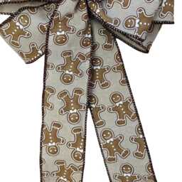Gingerbread Man Christmas Wreath Bow Holiday Bows Lantern Gift Xmas Decorations Tree Large Bow Topper - thumbnail 3