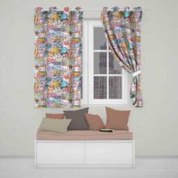 Cute Kawaii School Learning Cat Books Clock Pencil Seamless Pattern Readymade Eyelet Ring Top Thermal 100% Blackout Curtains - thumbnail 1