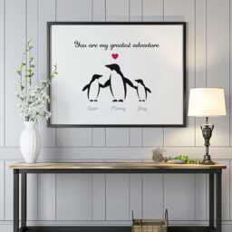 Penguin Family Christmas Gift For Mum, Family Personalised Print - thumbnail 1