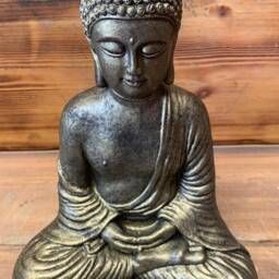 Stone Garden Gold Fancy Resting Buddha Statue Hand Cast Ornament - thumbnail 2