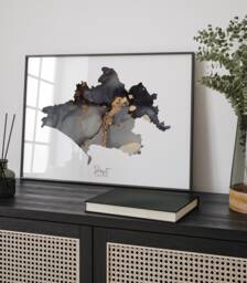 Dorset Map Black & Gold Wall Art Print - England United Kingdom Great Britain - thumbnail 1