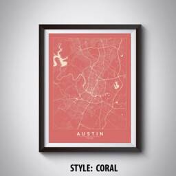 Austin Tx Map Print 1940S Style Travel Poster, Office Wall Art - thumbnail 3