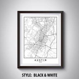 Austin Tx Map Print 1940S Style Travel Poster, Office Wall Art - thumbnail 2