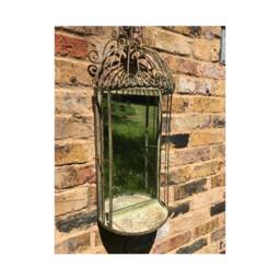 Shabby Chic Green Metal Mirror With Shelf Garden Patio Decor - thumbnail 1