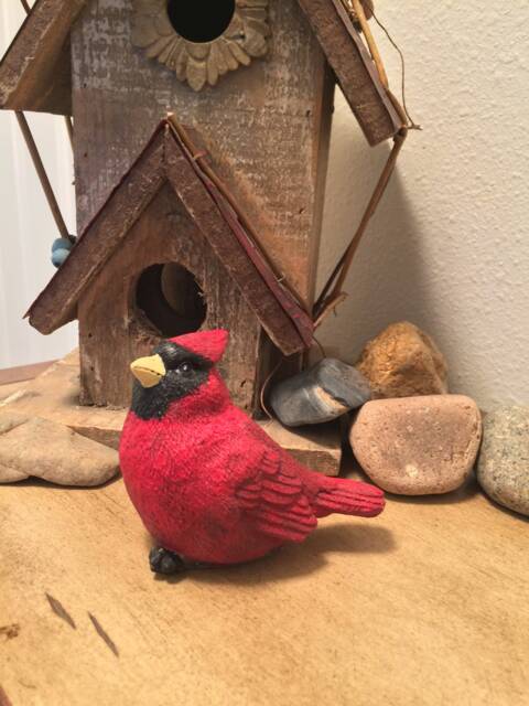 Handcrafted Cardinal Cement Figurine - Artisanal Garden Addition - image 1