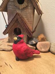 Handcrafted Cardinal Cement Figurine - Artisanal Garden Addition