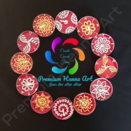 Set Of 12 Henna - Mehndi Tea Light Decorative Candles - Christmas, Diwali, Mehndi - thumbnail 3
