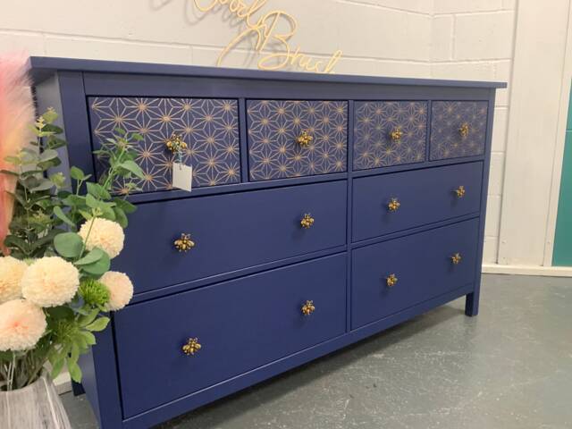 Large Chest Of Drawers Painted Bespoke Stencilled - image 1