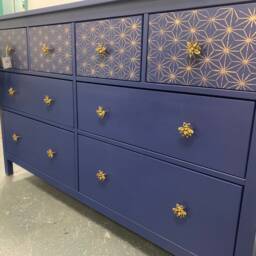 Large Chest Of Drawers Painted Bespoke Stencilled - thumbnail 2