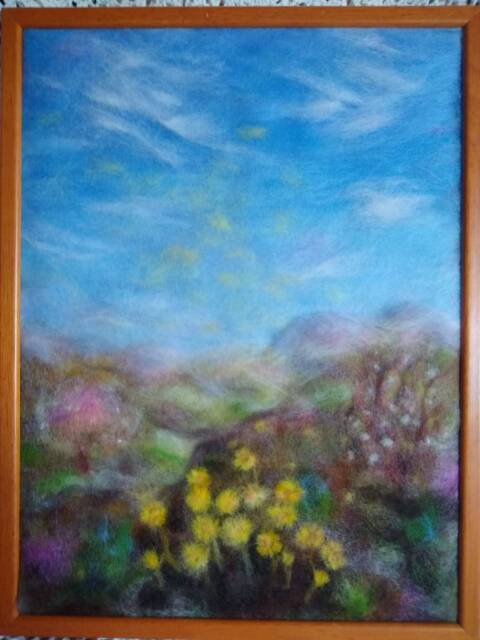 Spring Magic The Beginning. - Wool Fiber Art, Wall Hanging, Picture