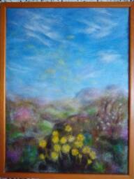 Spring Magic The Beginning. - Wool Fiber Art, Wall Hanging, Picture
