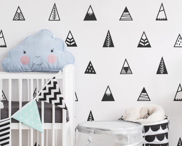 Mountain Wall Decals - Nursery Decals, Triangle Geometric Vinyl Decor, Cute Tribal Stickers - image 1