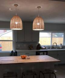 Handwoven Rattan Basket Pendant Light, Bell-Shaped Lighting Fixture, Ceiling Lamp - thumbnail 1