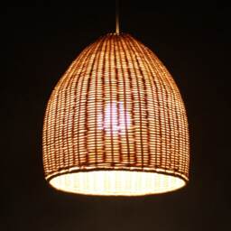 Handwoven Rattan Basket Pendant Light, Bell-Shaped Lighting Fixture, Ceiling Lamp - thumbnail 2