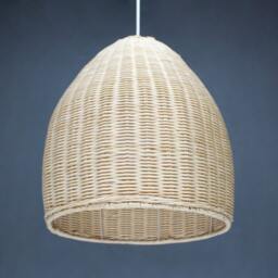 Handwoven Rattan Basket Pendant Light, Bell-Shaped Lighting Fixture, Ceiling Lamp - thumbnail 3