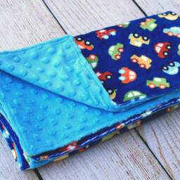 Colorful Cars Minky Baby Blanket - Shower Gift New Boy Soft Lovey Nursery Keepsake Car Seat Wooby - thumbnail 3