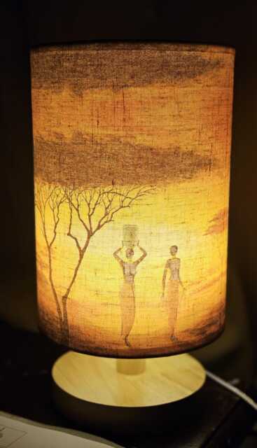 Usb Africa Orange Savannah Decoupage Table Lamp Design Home Decor Bedside Night Light Gift - image 1