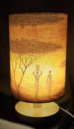 Usb Africa Orange Savannah Decoupage Table Lamp Design Home Decor Bedside Night Light Gift - thumbnail 1