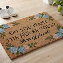 Do You Want The House Tour? Shoes Off Please Doormat, Hydrangea Entryway Rug - thumbnail 2