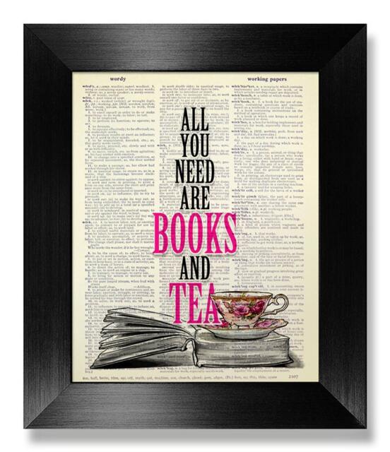 Literary Quote Poster, Father Days Gift Man, Living Room Decor, Tea Art Print, Book Love Gift, Reading Wall Decor Cool Kitchen Artwork
