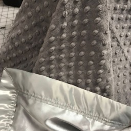 Free Embroidery 30 X 35 Dark Gray Minky Dot Baby Blanket With Satin Backing Or & Binding - thumbnail 2