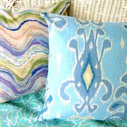 Blue & White Ikat Pillow Cover Made From Richloom Fabric - thumbnail 2