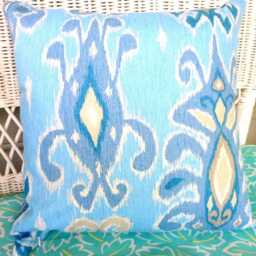 Blue & White Ikat Pillow Cover Made From Richloom Fabric - thumbnail 3