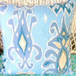 Blue & White Ikat Pillow Cover Made From Richloom Fabric - thumbnail 4
