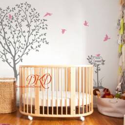 Tree Wall Decal White With Flying Birds Post Modern Home Decor-Dk404 - thumbnail 2