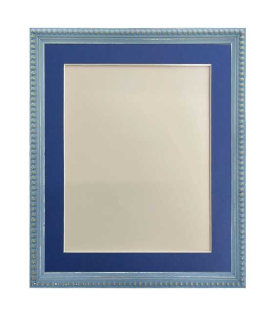Crown Blue Distressed Wood Photo Frame With Oxford Mount - image 1