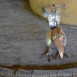 Spoon Rooster Silversmith Small Sculptures Farm Welded Garden Silver Copper Eclectic Metal Silverware Animal Gift Handmade - Art Beats - thumbnail 3