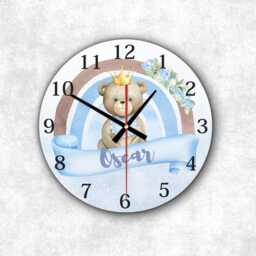 Personalized Teddy Bear Nursery Clock Custom Baby Name, Mdf, Blue Or Pink - thumbnail 2