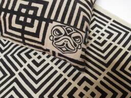 Hand Block Printed Cotton Pillow Cover Geometric Design - Kona Black - thumbnail 1