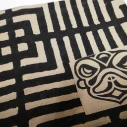 Hand Block Printed Cotton Pillow Cover Geometric Design - Kona Black - thumbnail 3