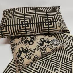 Hand Block Printed Cotton Pillow Cover Geometric Design - Kona Black - thumbnail 4