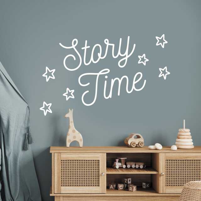Story Time - Stars Wall Sticker Kids Reading Nook Decal, Art, Personalised Room Nursery Or Bedroom Decoration - image 1