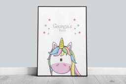Unicorn Room Print, Personalised Nursery Bedroom Prints, Boys Room, Girls Playroom Wall Art - thumbnail 1