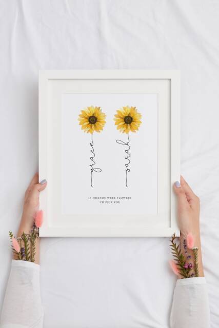 Personalised Friendship Print, Best Friend Sister Gift, Flower Nanny Birthday Gift For Her, Christmas Cp - image 1