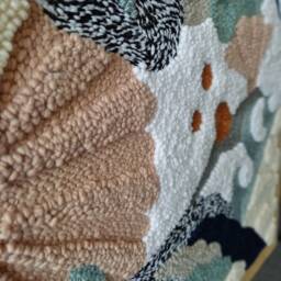 Abstract Punch Needle Wall Art, Modern Fiber Tapestry, Handmade Textile, Coastal Artwork - thumbnail 4