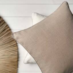 Set Of 2 Double Sided Washed Linen Pillow Cases With Contrast Edge/Off White/Natural Cushion Covers Piped Edge/ - thumbnail 4