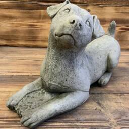 Stone Garden Laying Jack Russell Dog Statue Ornament - thumbnail 2