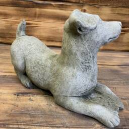 Stone Garden Laying Jack Russell Dog Statue Ornament - thumbnail 3