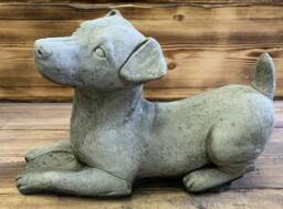 Stone Garden Laying Jack Russell Dog Statue Ornament - thumbnail 1