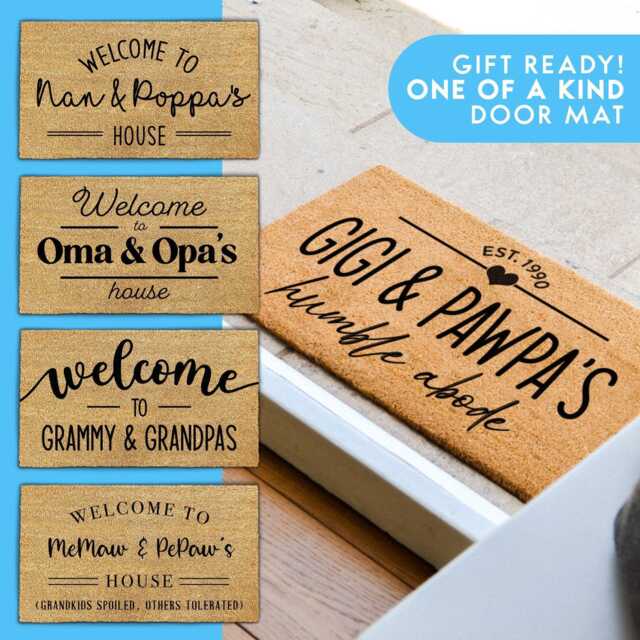 Christmas Grandparents Doormat, Funny Grand Parent Welcome Family Holiday Custom Rug - image 1