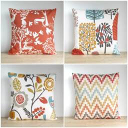 Scandinavian Tree Print Cushion Cover - Modern Folk Cotton Decor - thumbnail 4