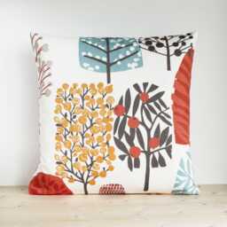 Scandinavian Tree Print Cushion Cover - Modern Folk Cotton Decor