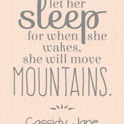 Let Her Sleep Watercolor Art Print - She Will Move Mountains Baby Girl Nursery Personalized Gift Pink & Grey Wall - thumbnail 2