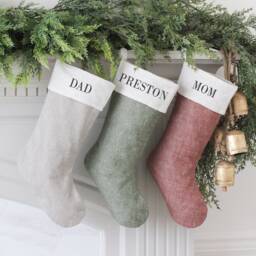 Personalized Family Christmas Stocking - Traditional Stockings Modern Custom Farmhouse Linen Holiday - thumbnail 3