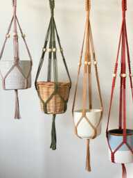 Plant Hanger With Tassel Indoor, Hanging Wall Planter, Macrame Ceiling Hanging, Lover Gifts, Eco Friendly Bead Flower Pot Holder - thumbnail 1